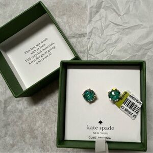New Kate Spade emerald Gold Cubic Zirconia , gold plated Earrings